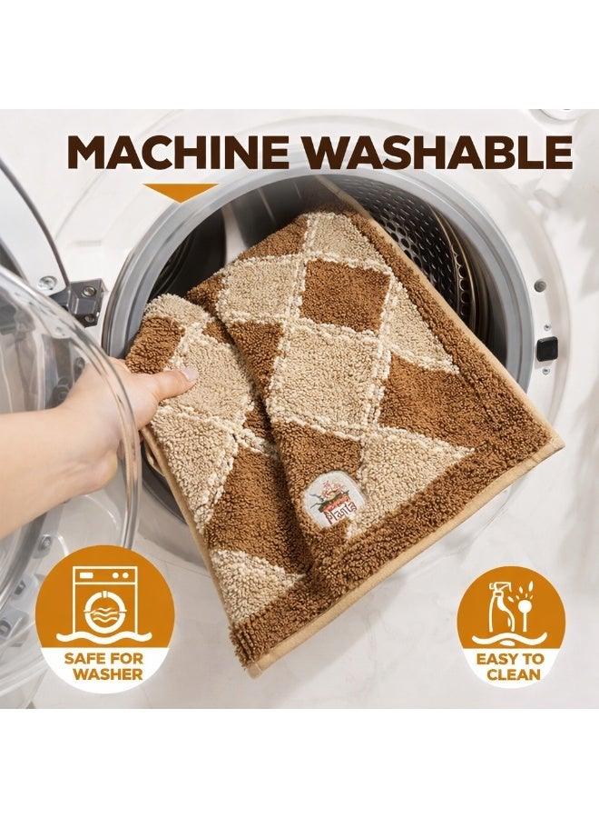 EBREEZZ Diamond Pattern Bathroom Floor Mat – Ultra Soft & Highly Absorbent Non-Slip Bath Rug - Image 3